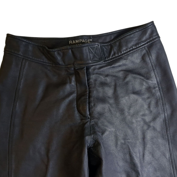 Y2K Rampage Leather Pants in Black Straight Leg Fully Lined Sz 7 JRS - Picture 3 of 8